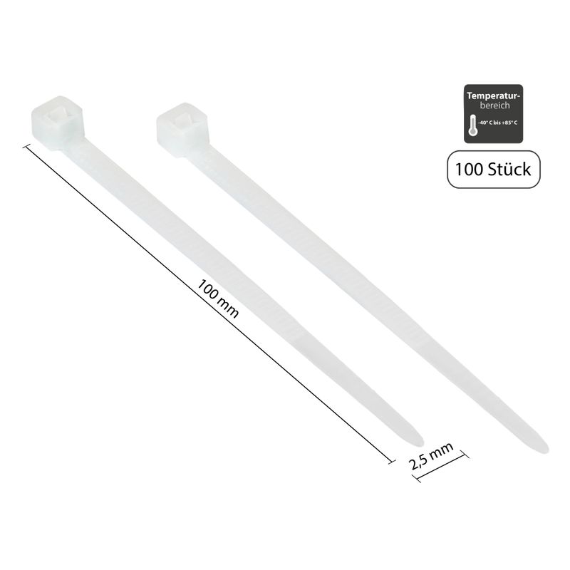 Good Connections KAB-10T25 kabelbinders - 100x2,5 mm - transparant - 100 stuks