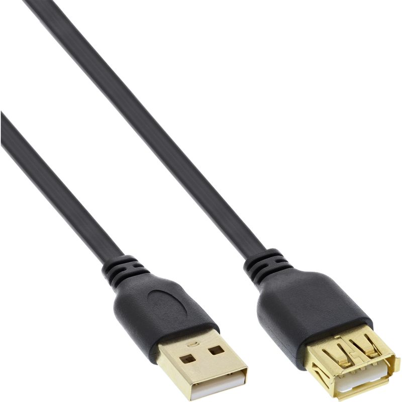 InLine 34603F platte USB-Type-A-verlengkabel - 3 meter - USB 2.0 - zwart