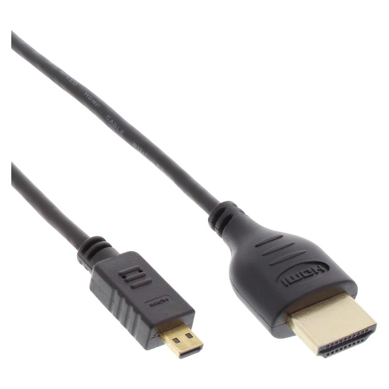 InLine 17555D dunne HDMI-naar-Micro-HDMI-kabel - 0,5 meter - HDMI 2.0b - zwart