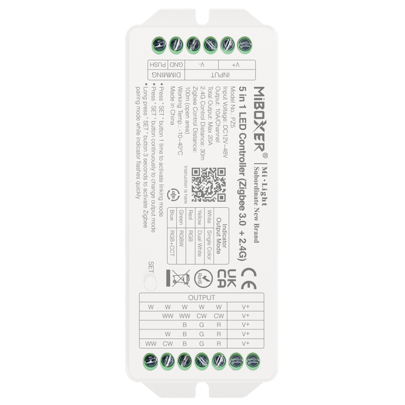 MiBoxer PZ5 ledcontroller - 5-in-1 - Zigbee 3.0 en 2,4 GHz RF