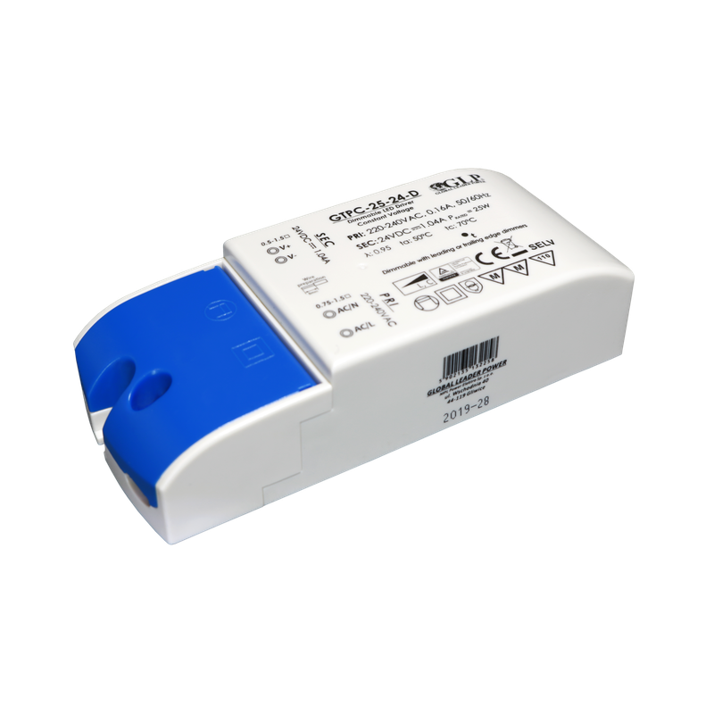 Global Leader Power GTPC-25-24-D triac-dimbare ledvoeding - 24 volt - 1,04 ampère - 25 watt