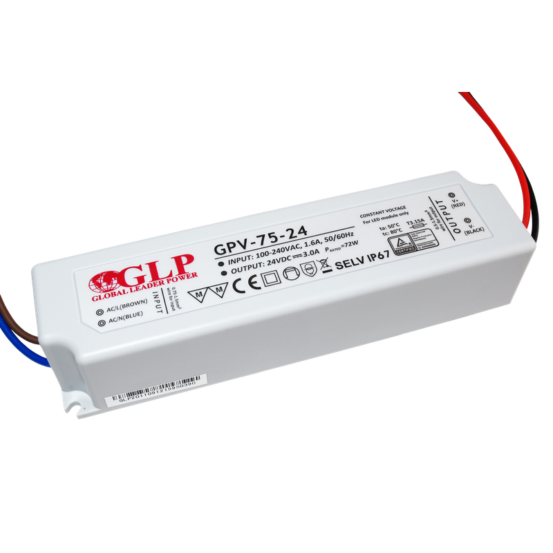 Global Leader Power GPV-75-24 spanningsgestuurde ledvoeding - 24 volt - 3 ampère - 72 watt