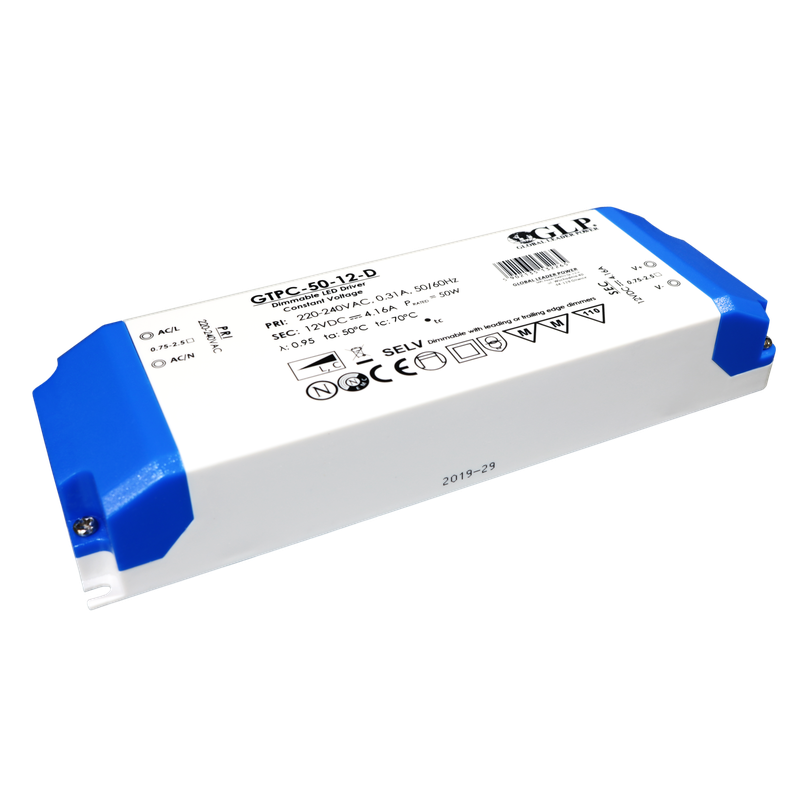 Global Leader Power GTPC-50-12-D triac-dimbare ledvoeding - 12 volt - 4,16 ampère - 50 watt