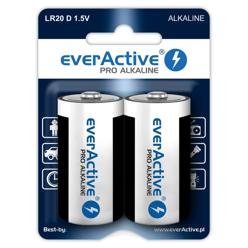 everActive EVLR20-PRO D-batterijen - alkaline - LR20 - 2 stuks