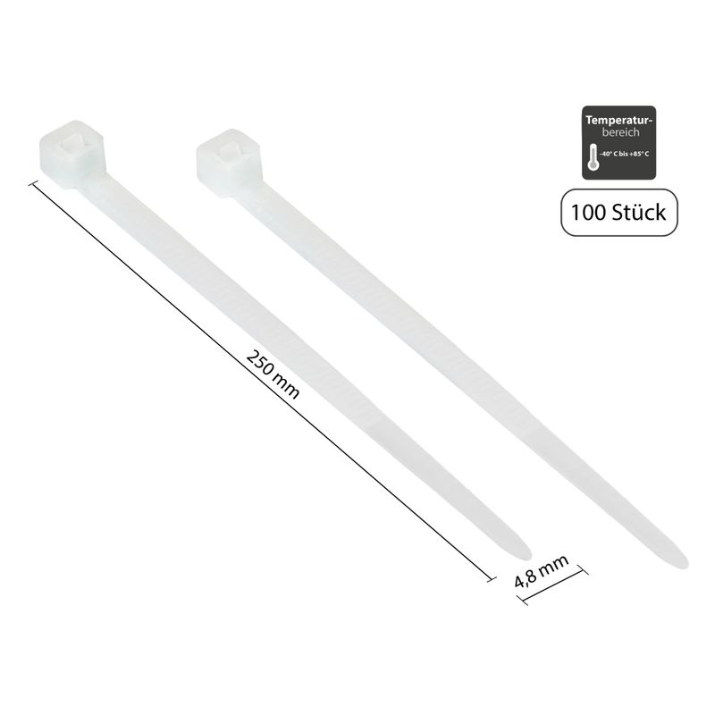 Good Connections KAB-25T48 kabelbinders - 250x4,8 mm - transparant - 100 stuks