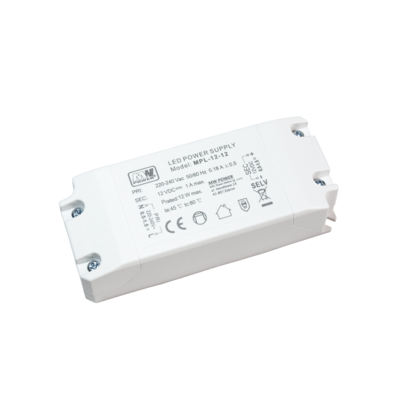 MW Power MPL-12-12 spanningsgestuurde ledvoeding - 12 volt - 1 ampère - 12 watt