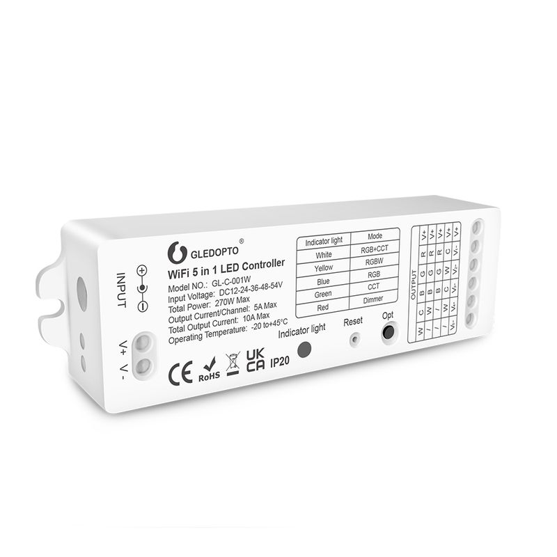 GLEDOPTO GL-C-001W ledcontroller - 5-in-1 - wifi en 2,4 GHz RF