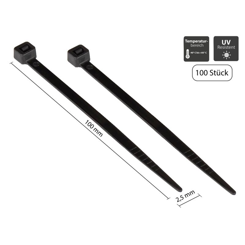 Good Connections KAB-10S25 kabelbinders - 100x2,5 mm - zwart - 100 stuks