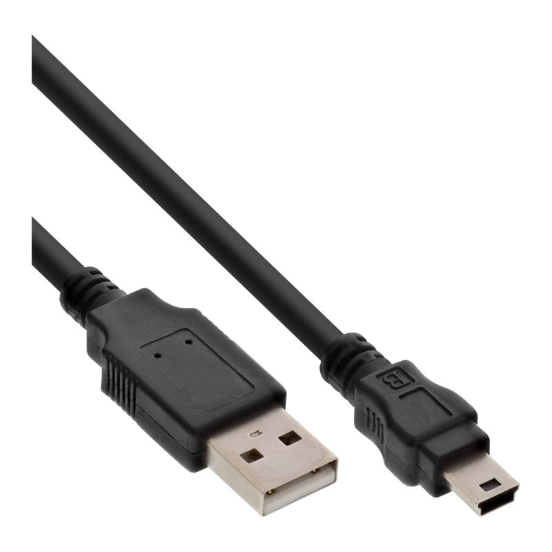 InLine 33107M USB-Type-A-naar-USB-Mini-B-kabel - 3 meter - USB 2.0 - zwart