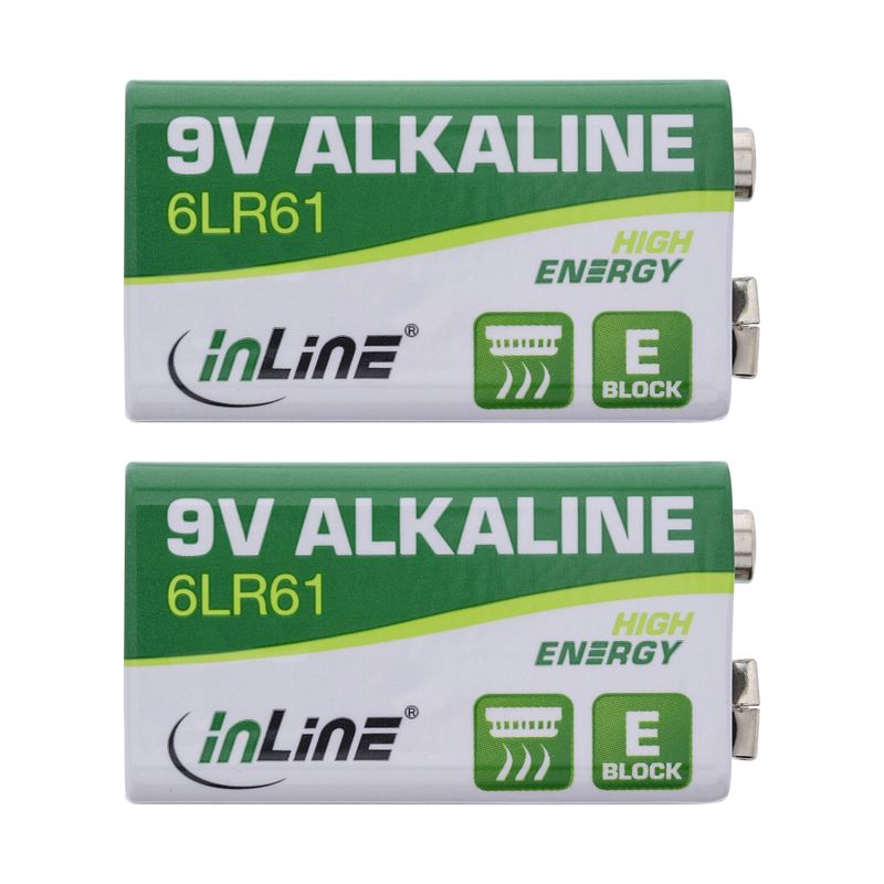 InLine 01299 E-batterij - 6LR61 - alkaline - 9 volt - 2 stuks