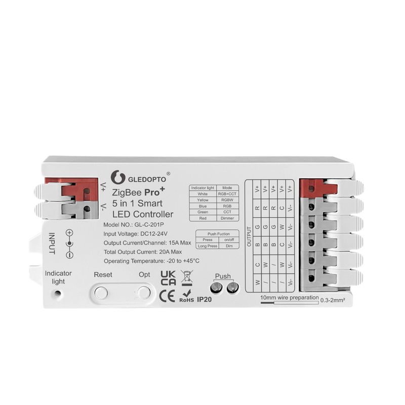 GLEDOPTO GL-C-201P ledcontroller - 5-in-1 - Zigbee 3.0 en 2,4 GHz RF
