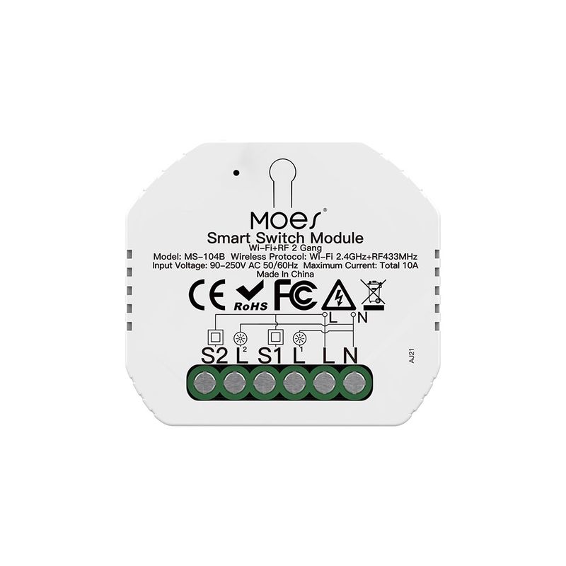 MOES WRM-104B-MS dubbele schakelaar - wifi en 433 MHz RF