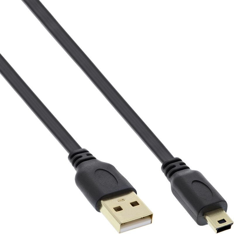 InLine 31820F USB-Type-A-naar-USB-Mini-B-kabel - 2 meter - USB 2.0 - zwart