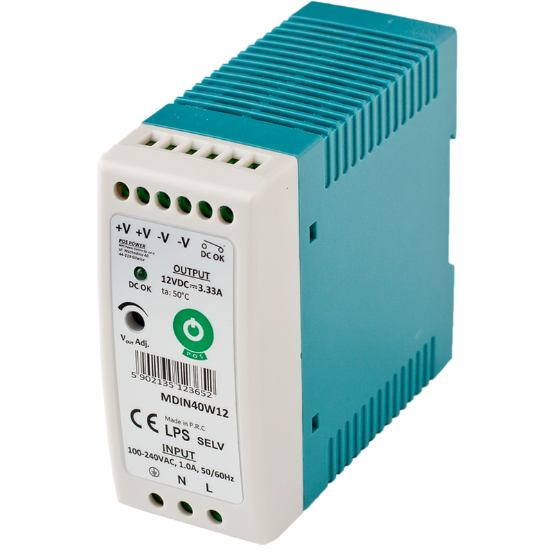 POS Power MDIN40W12 din-railvoeding - 12 volt - 3,33 ampère - 40 watt
